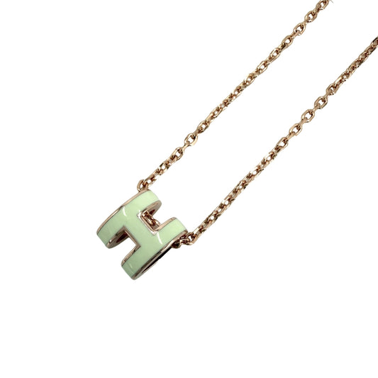 HERMES エルメス ネックレス ポップアッシュ ミニ アクセサリー オフホワイト系 ゴールド系 レディース 約2.5g【中古品】