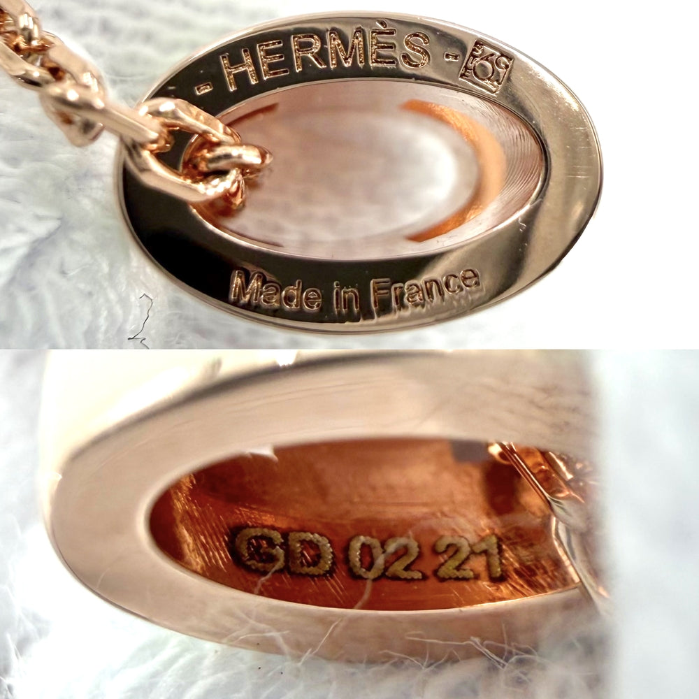 HERMES エルメス ネックレス ポップアッシュ ミニ アクセサリー オフホワイト系 ゴールド系 レディース 約2.5g【中古品】