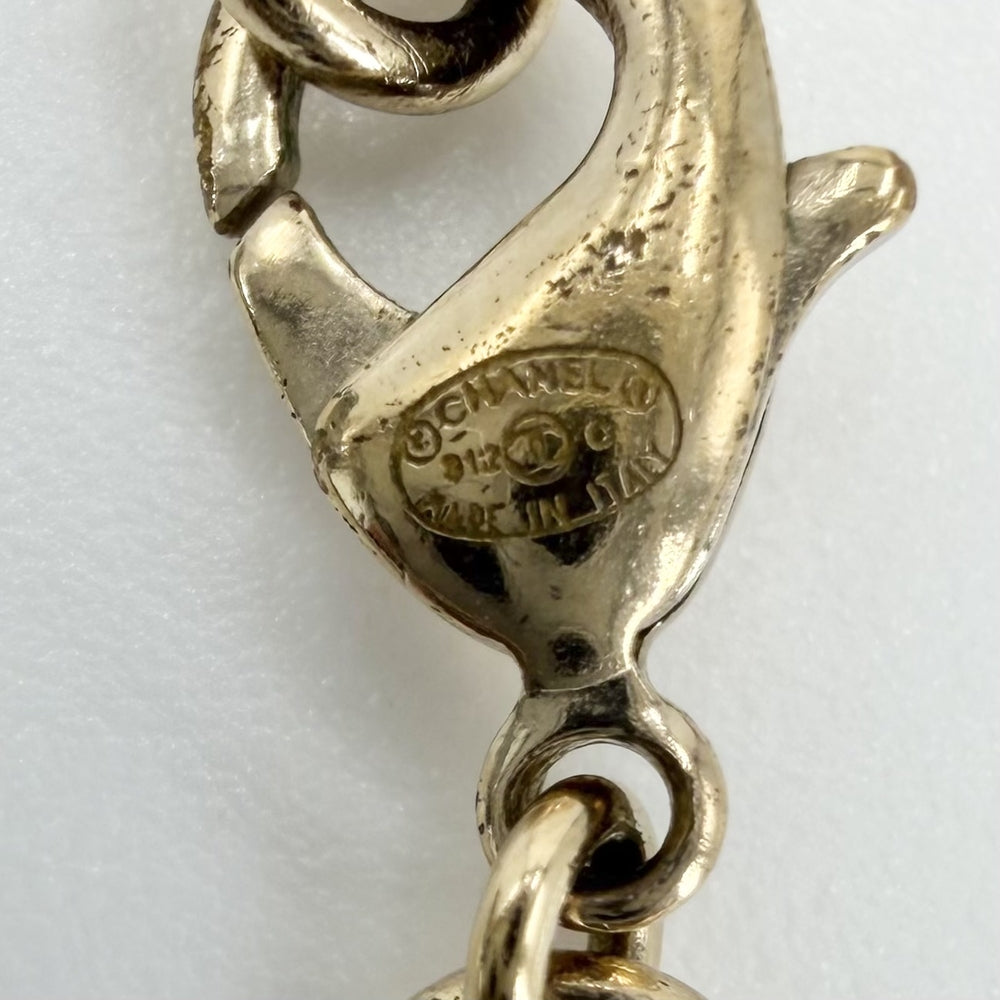 CHANEL シャネル ネックレス ココマーク アクセサリー ロングネックレス GP カラーストーン B12C ゴールド レディース 約7.8g 2012年【中古品】