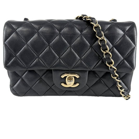 CHANEL シャネル ショルダーバッグ ミニマトラッセ ココマーク ラムスキン ブラック 黒 ゴールド金具 レディース【中古品】