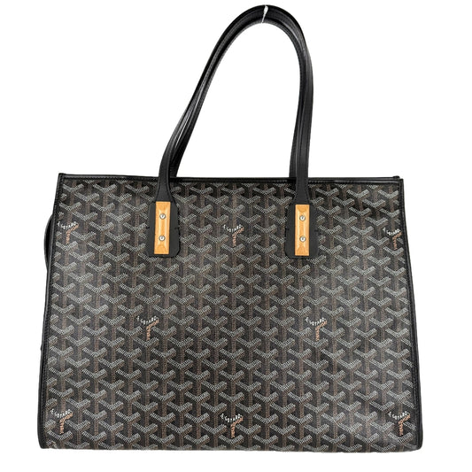 GOYARD ゴヤール トートバッグ マルキーズ ハンドバッグ コーティングキャンバス レザー ブラック 黒 ブラウン 茶 シルバー金具 レディース【中古品】