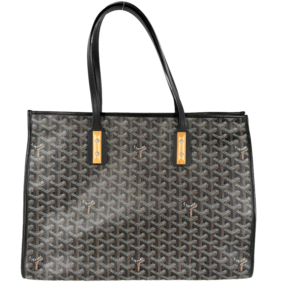 GOYARD ゴヤール トートバッグ マルキーズ ハンドバッグ コーティングキャンバス レザー ブラック 黒 ブラウン 茶 シルバー金具 レディース【中古品】
