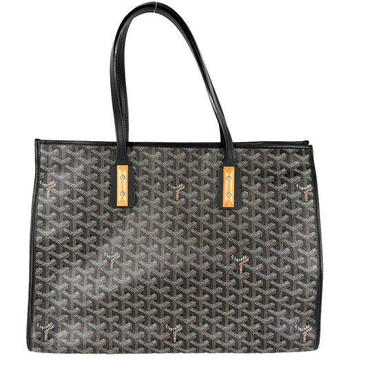 GOYARD ゴヤール トートバッグ マルキーズ ハンドバッグ コーティングキャンバス レザー ブラック 黒 ブラウン 茶 シルバー金具 レディース【中古品】