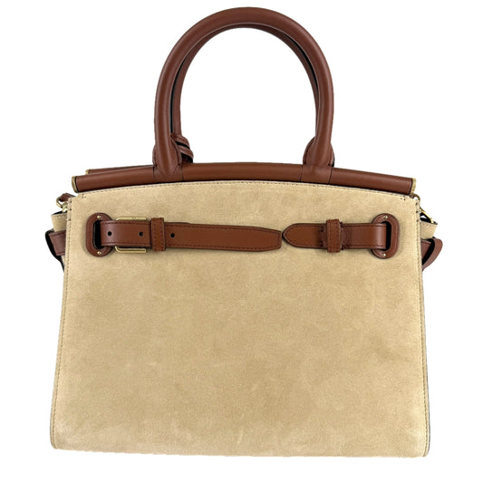 RALPH LAUREN ラルフローレン 2WAY RL50 ハンドバッグ ショルダーバッグ スウェード レザー ベージュ ブラウン 茶 ゴールド金具 レディース【中古品】