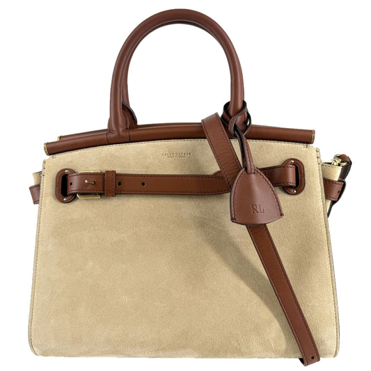 RALPH LAUREN ラルフローレン 2WAY RL50 ハンドバッグ ショルダーバッグ スウェード レザー ベージュ ブラウン 茶 ゴールド金具 レディース【中古品】