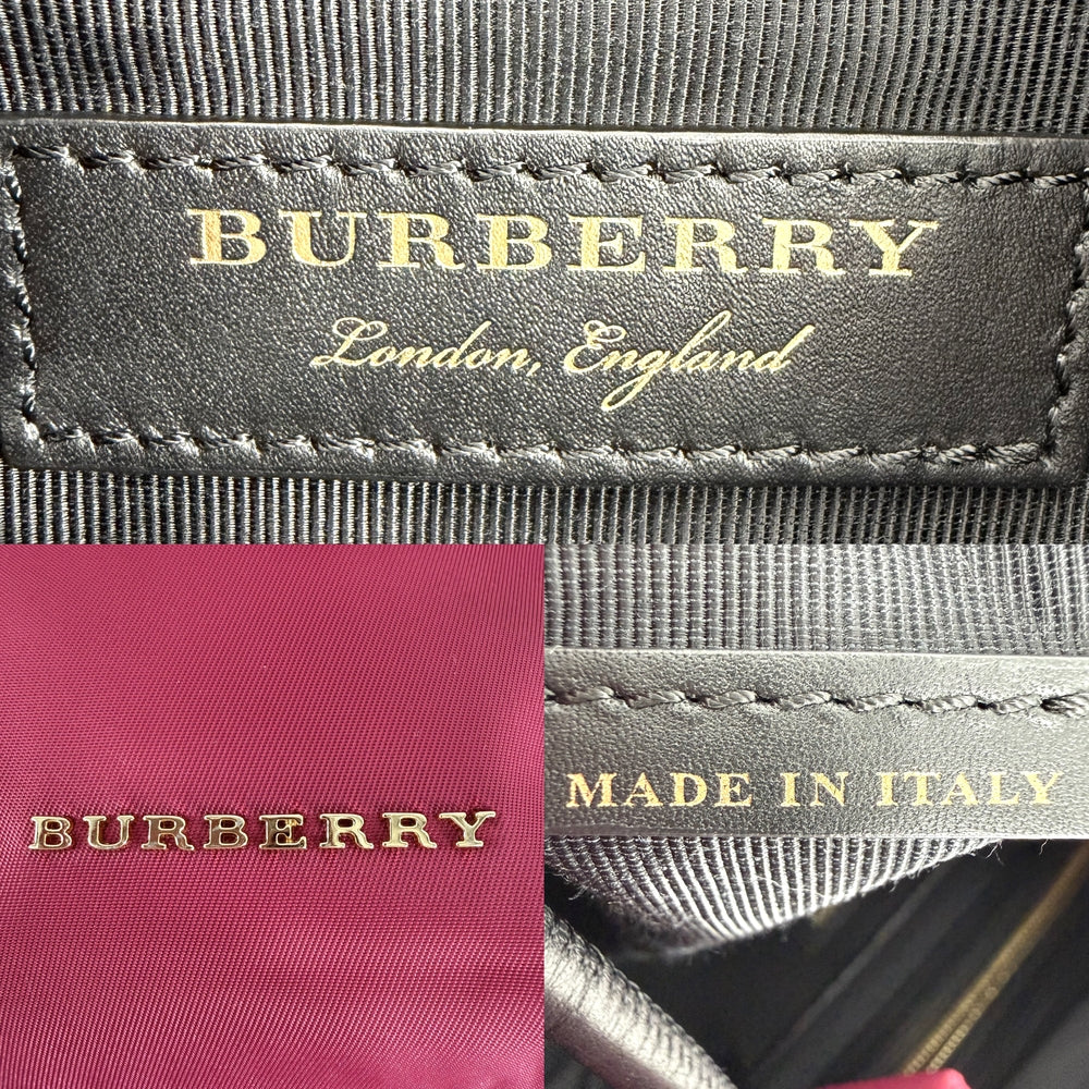 BURBERRY バーバリー リュック バックパック ナイロン レザー ピンク ブラック 黒 ゴールド金具 レディース【中古品】