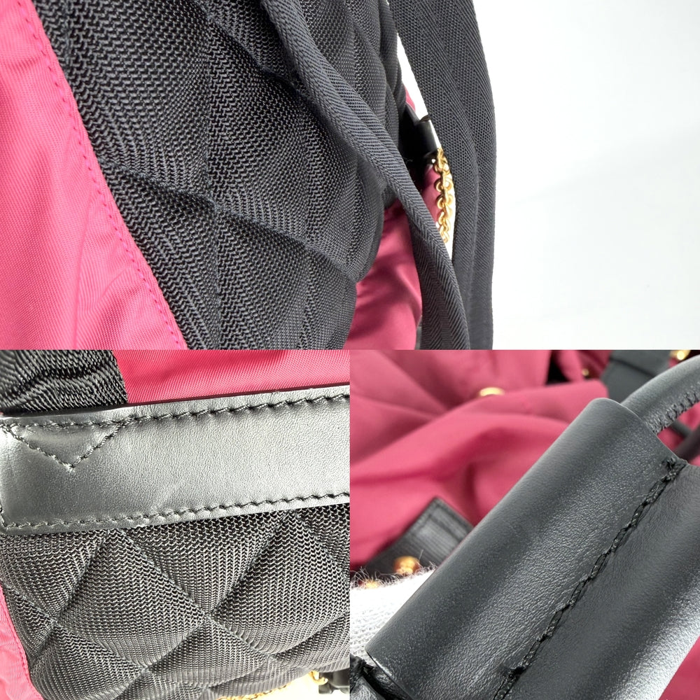 BURBERRY バーバリー リュック バックパック ナイロン レザー ピンク ブラック 黒 ゴールド金具 レディース【中古品】