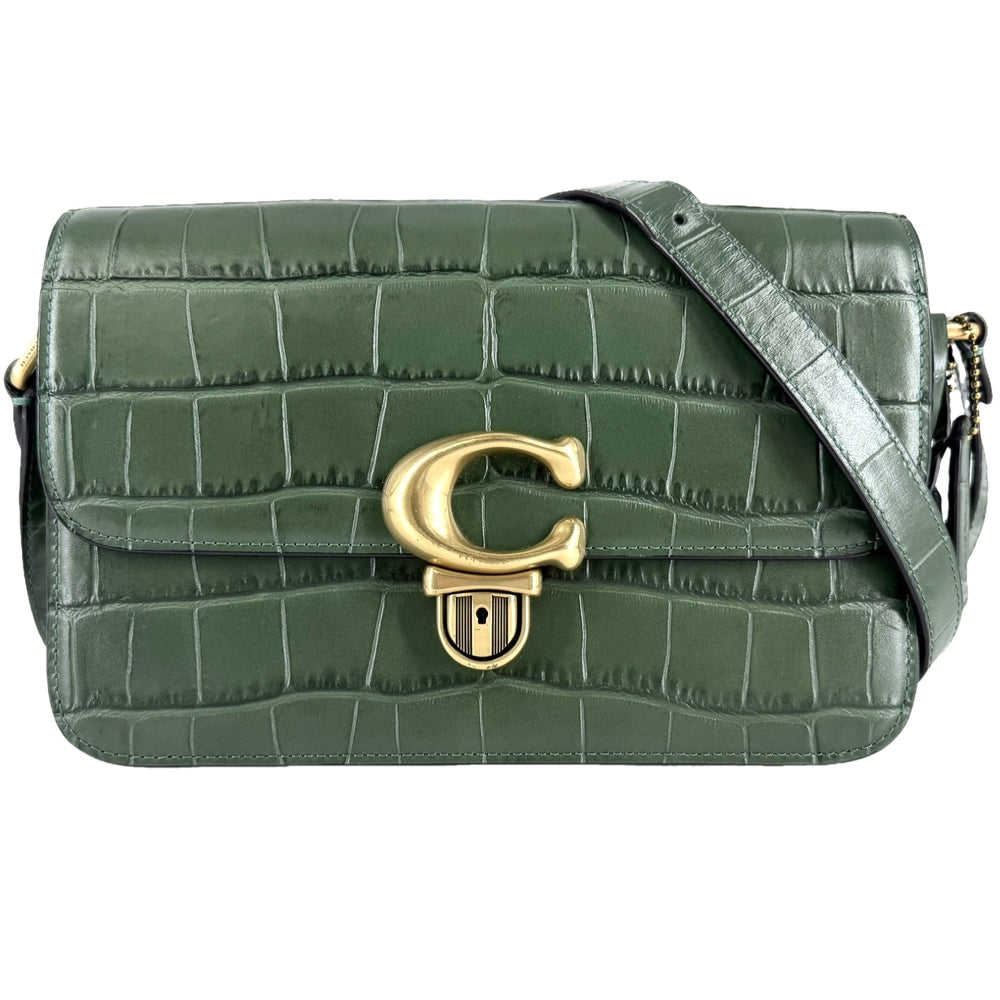 COACH コーチ ショルダーバッグ スタジオ C6640 レザー グリーン 緑 ゴールド金具 レディース【中古品】