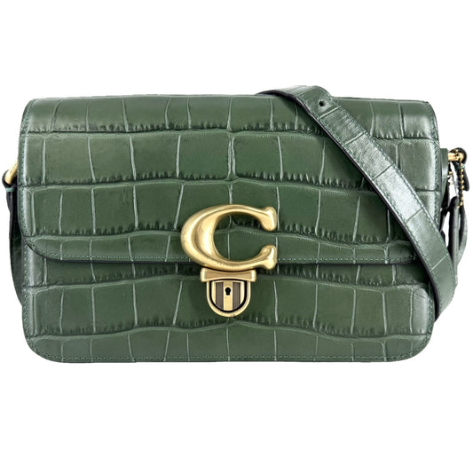 COACH コーチ ショルダーバッグ スタジオ C6640 レザー グリーン 緑 ゴールド金具 レディース【中古品】