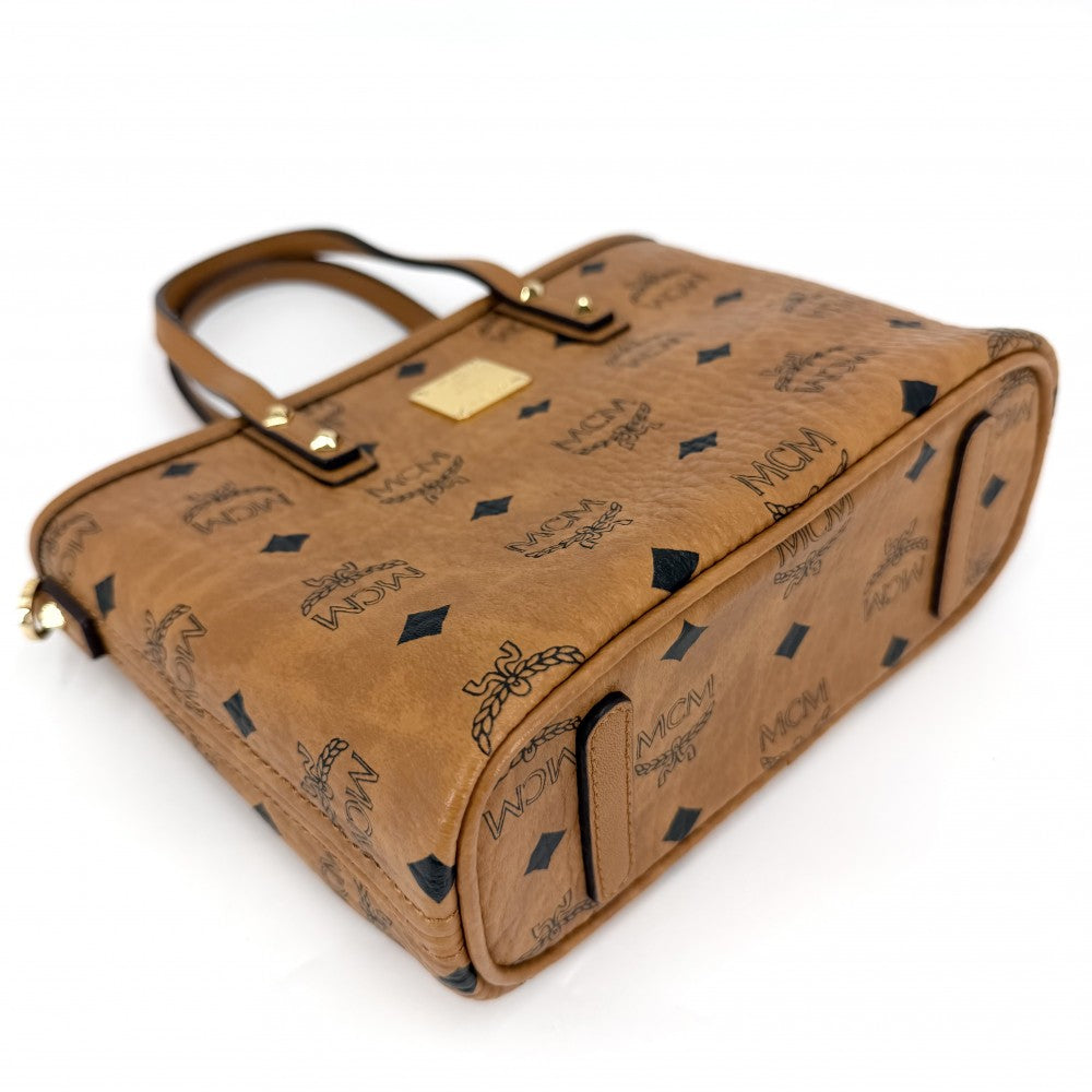MCM エム・シー・エム 2WAY ヴィセトス TONI ハンドバッグ ショルダーバッグ レザー ブラウン 茶 ゴールド金具 レディース【中古品】