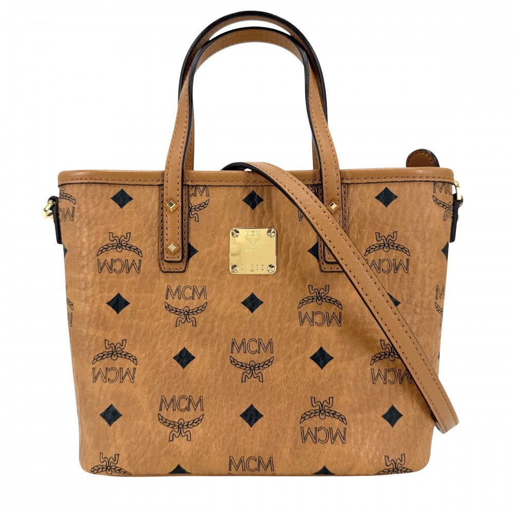 MCM エム・シー・エム 2WAY ヴィセトス TONI ハンドバッグ ショルダーバッグ レザー ブラウン 茶 ゴールド金具 レディース【中古品】