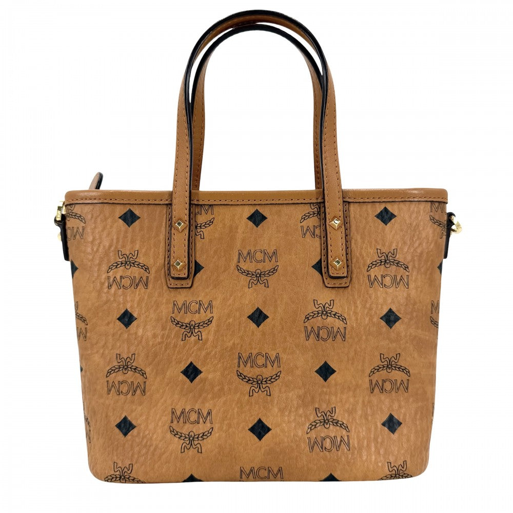 MCM エム・シー・エム 2WAY ヴィセトス TONI ハンドバッグ ショルダーバッグ レザー ブラウン 茶 ゴールド金具 レディース【中古品】
