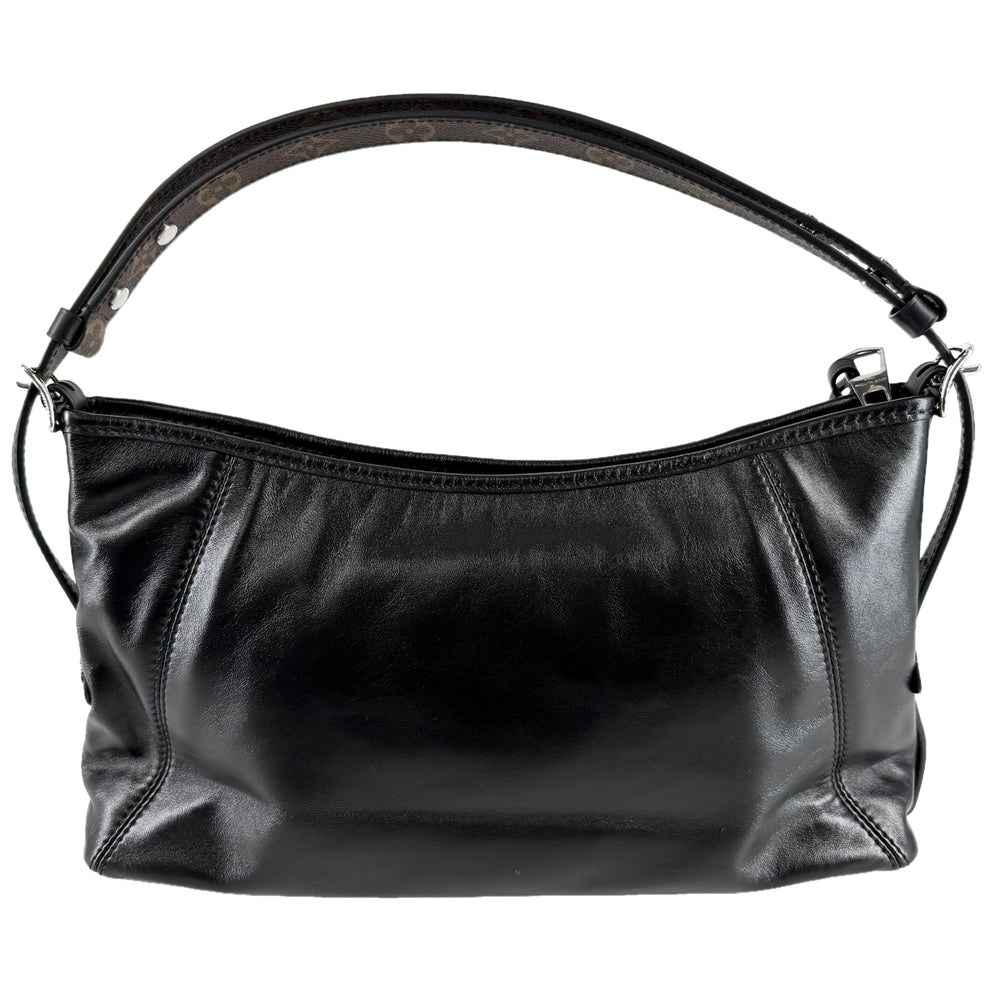 LOUIS VUITTON ルイヴィトン 2WAY LVバイブ キャリーオールEW ハンドバッグ ショルダーバッグ M28160 ラムレザー モノグラム ブラック 黒 シルバー金具 レディース【中古品】
