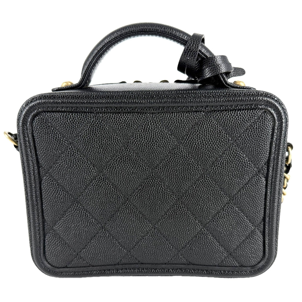 CHANEL シャネル 2WAY CCフィリグリー バニティバッグ ミニポシェット ココマーク マトラッセ ハンドバッグ ショルダーバッグ キャビアスキン ブラック 黒 ゴールド金具 レディース【中古品】