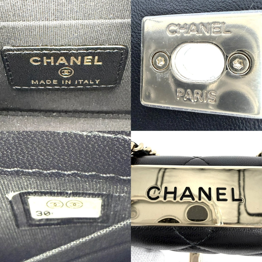 CHANEL シャネル ショルダーバッグ ココマーク ミニバッグ マトラッセ チェーン ラムスキン ブラック 黒 ゴールド金具 レディース【中古品】