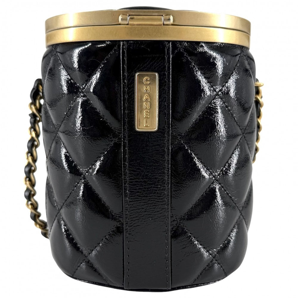 CHANEL シャネル ショルダーバッグ マトラッセ ココマーク 小さめ ポシェット レザー ブラック 黒 ゴールド金具 レディース【中古品】