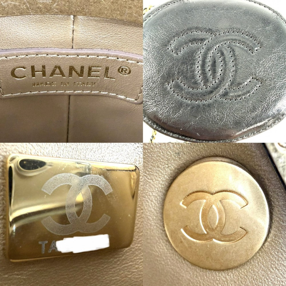 CHANEL シャネル ショルダーバッグ マトラッセ ココマーク 小さめ ポシェット レザー ブラック 黒 ゴールド金具 レディース【中古品】