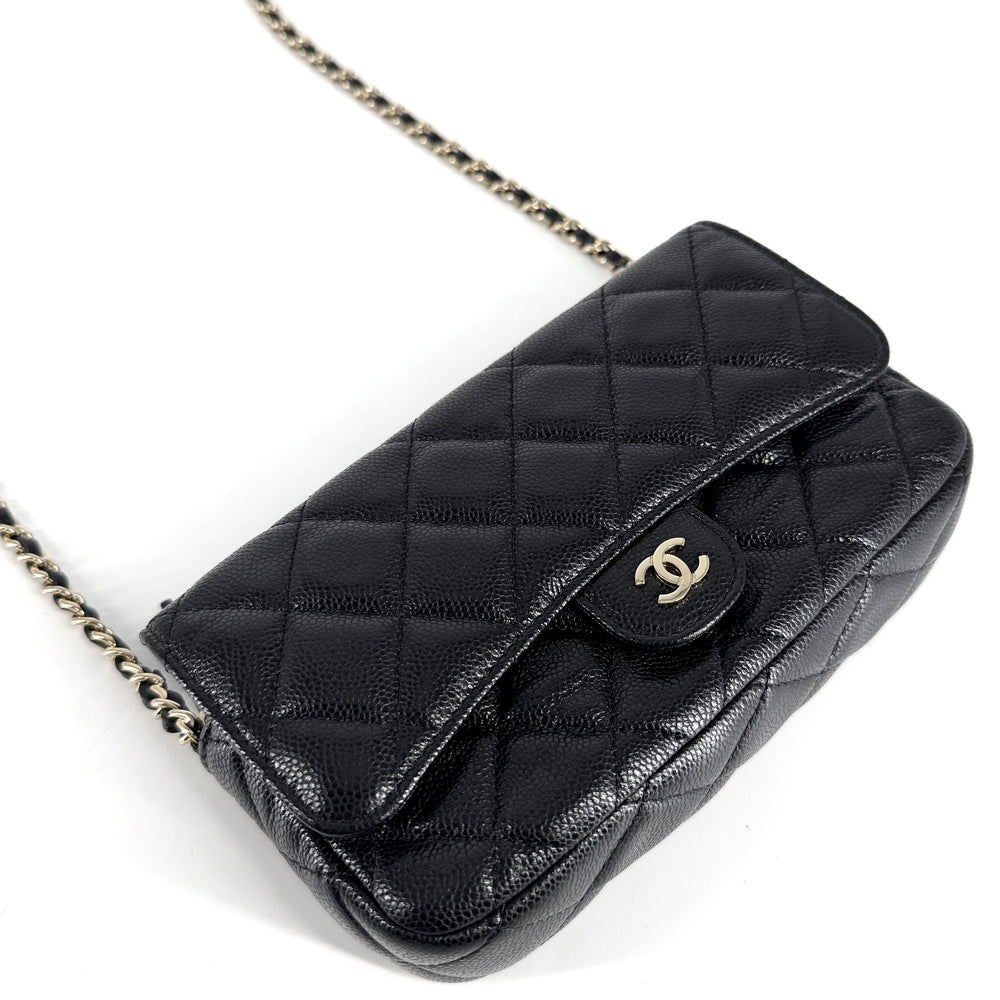 CHANEL シャネル チェーンウォレット マトラッセ ココマーク ショルダーバッグ 長財布 キャビアスキン ブラック 黒 ゴールド金具 レディース【中古品】