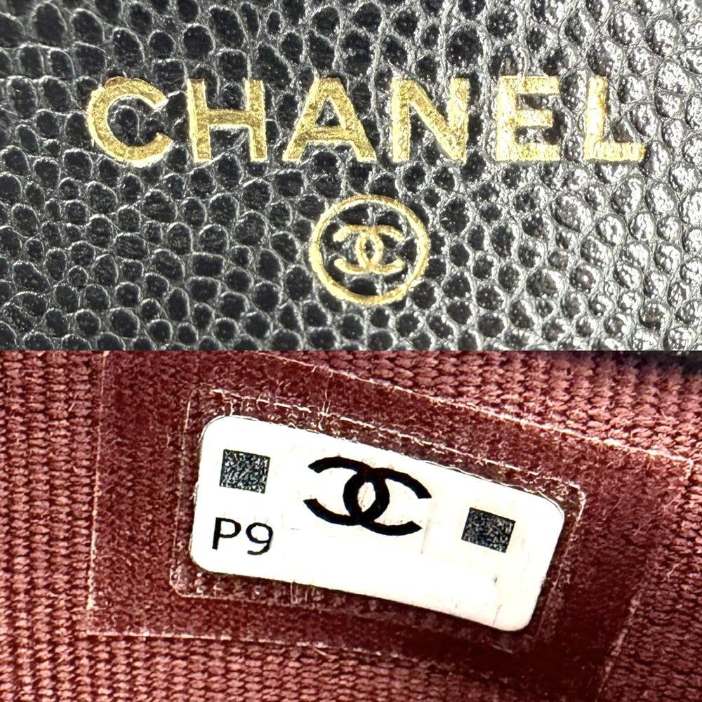 CHANEL シャネル チェーンウォレット マトラッセ ココマーク ショルダーバッグ 長財布 キャビアスキン ブラック 黒 ゴールド金具 レディース【中古品】
