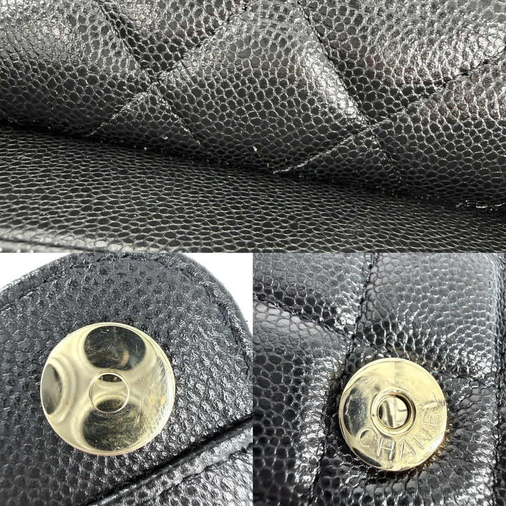 CHANEL シャネル チェーンウォレット マトラッセ ココマーク ショルダーバッグ 長財布 キャビアスキン ブラック 黒 ゴールド金具 レディース【中古品】