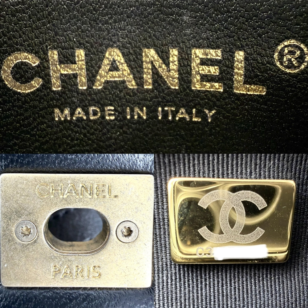 CHANEL シャネル ショルダーバッグ ミニマトラッセ チェーンショルダー ターンロック Mini Matelasse ココマーク ラムスキン ブラック 黒 ゴールド金具 レディース【中古品】