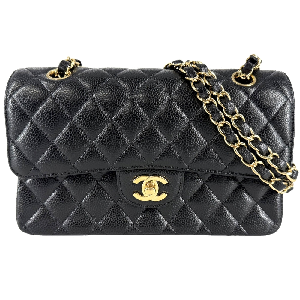CHANEL シャネル ショルダーバッグ マトラッセ23 ダブルチェーン ダブルフラップ ココマーク ターンロック キャビアスキン ブラック 黒 ゴールド金具 レディース【中古品】