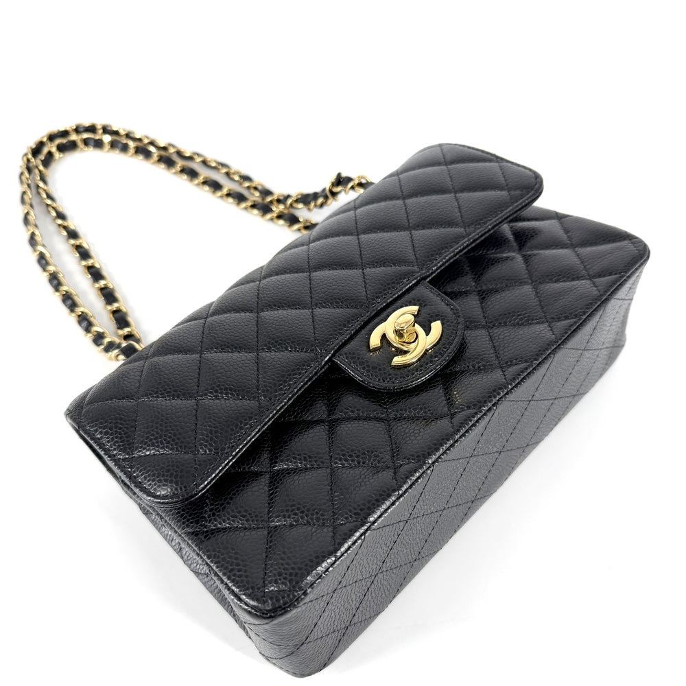 CHANEL シャネル ショルダーバッグ マトラッセ23 ダブルチェーン ダブルフラップ ココマーク ターンロック キャビアスキン ブラック 黒 ゴールド金具 レディース【中古品】