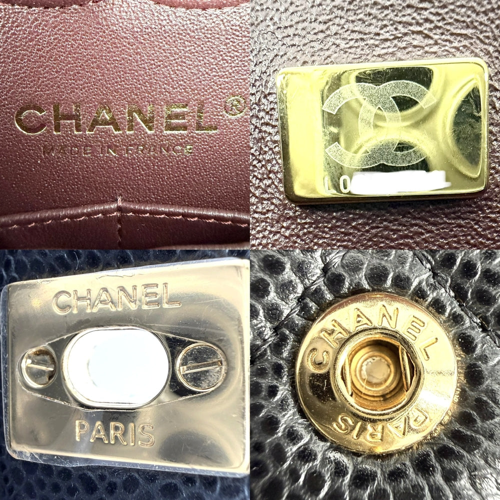 CHANEL シャネル ショルダーバッグ マトラッセ23 ダブルチェーン ダブルフラップ ココマーク ターンロック キャビアスキン ブラック 黒 ゴールド金具 レディース【中古品】