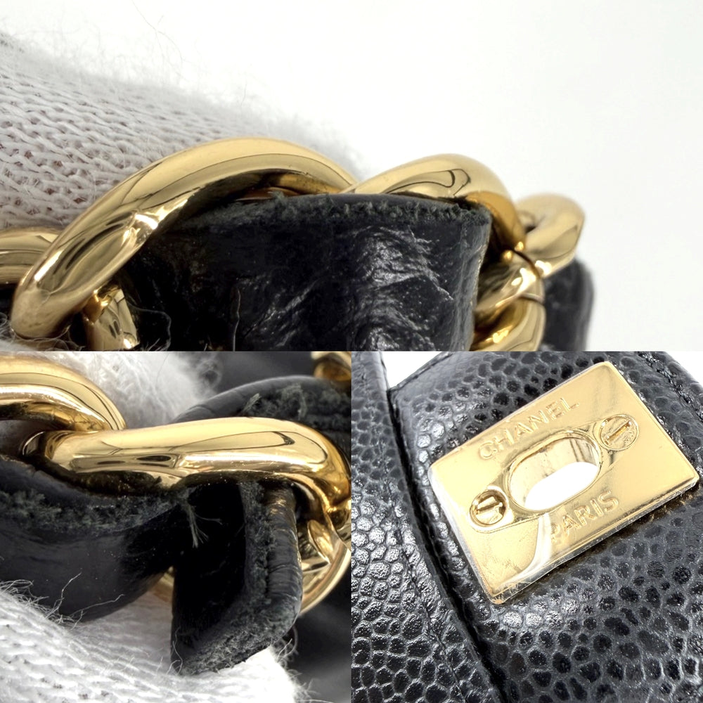 CHANEL シャネル ショルダーバッグ マトラッセ23 ダブルチェーン ダブルフラップ ココマーク ターンロック キャビアスキン ブラック 黒 ゴールド金具 レディース【中古品】