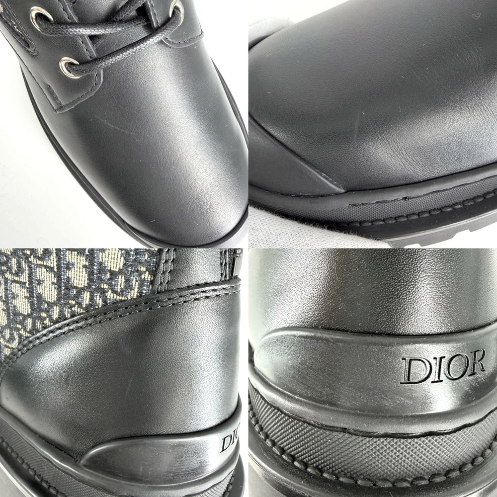 Christian Dior クリスチャンディオール ブーツ オブリーク 41サイズ 約26cm 靴 ショートブーツ レザー キャンバス ブラック 黒 メンズ【中古品】