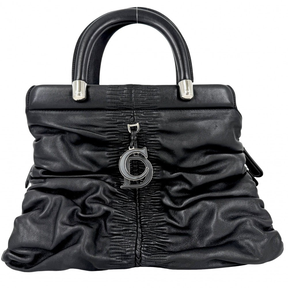 Christian Dior クリスチャンディオール ハンドバッグ カレーニナ レザー ブラック 黒 シルバー金具 レディース【中古品】
