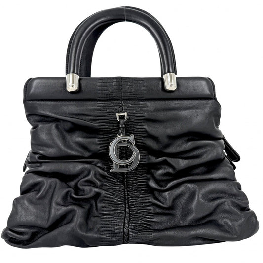 Christian Dior クリスチャンディオール ハンドバッグ カレーニナ レザー ブラック 黒 シルバー金具 レディース【中古品】