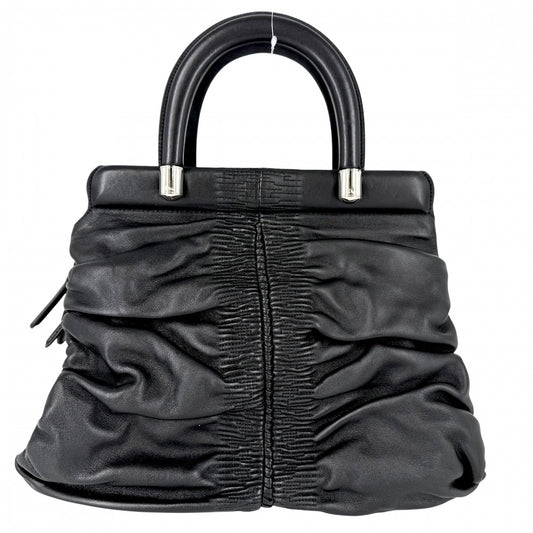 Christian Dior クリスチャンディオール ハンドバッグ カレーニナ レザー ブラック 黒 シルバー金具 レディース【中古品】