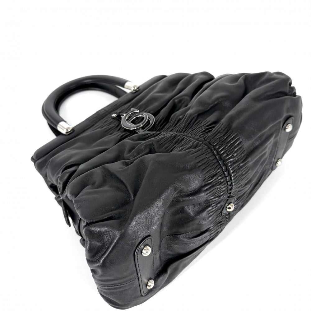 Christian Dior クリスチャンディオール ハンドバッグ カレーニナ レザー ブラック 黒 シルバー金具 レディース【中古品】