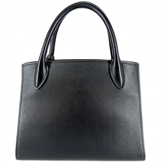 PRADA プラダ 2WAY トライアングルロゴ モノクローム ハンドバッグ ショルダーバッグ 1BA156 レザー ブラック 黒 ゴールド金具 レディース【中古品】