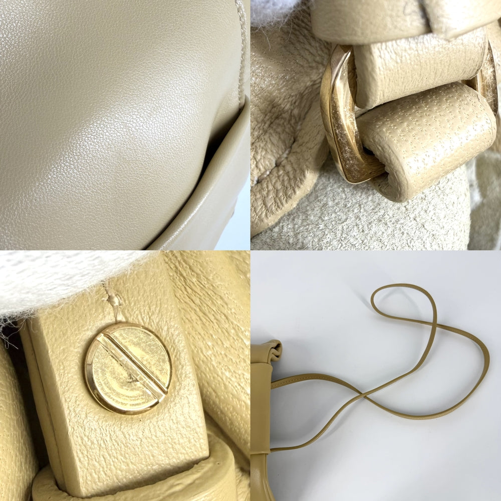 JIL SANDER ジルサンダー ショルダーバッグ ミディアムボウリボンショルダーバッグ J08WD0026 レザー ベージュ ゴールド金具 レディース【中古品】