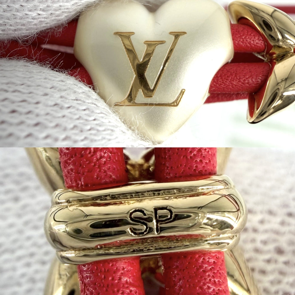 LOUIS VUITTON ルイヴィトン ブレスレット LVブルームパールハート アクセサリー M4719Z レッド 赤 ゴールド金具 レディース【中古品】