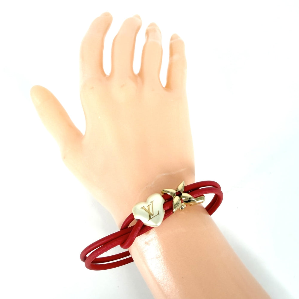LOUIS VUITTON ルイヴィトン ブレスレット LVブルームパールハート アクセサリー M4719Z レッド 赤 ゴールド金具 レディース【中古品】