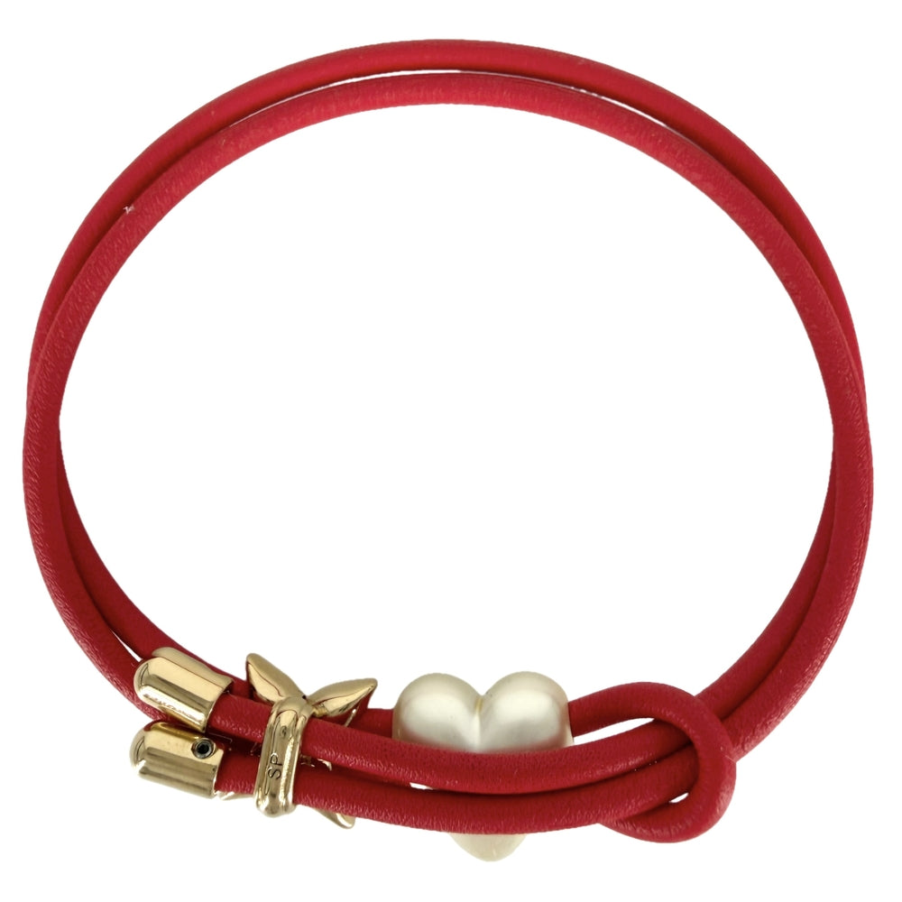 LOUIS VUITTON ルイヴィトン ブレスレット LVブルームパールハート アクセサリー M4719Z レッド 赤 ゴールド金具 レディース【中古品】