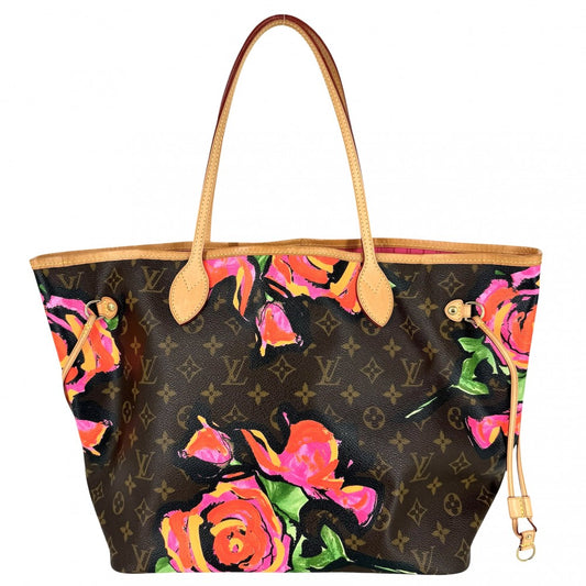 LOUIS VUITTON ルイヴィトン トートバッグ モノグラムローズ ネヴァーフルMM ハンドバッグ M48613 ブラウン 茶 ピンク ゴールド金具 レディース【中古品】