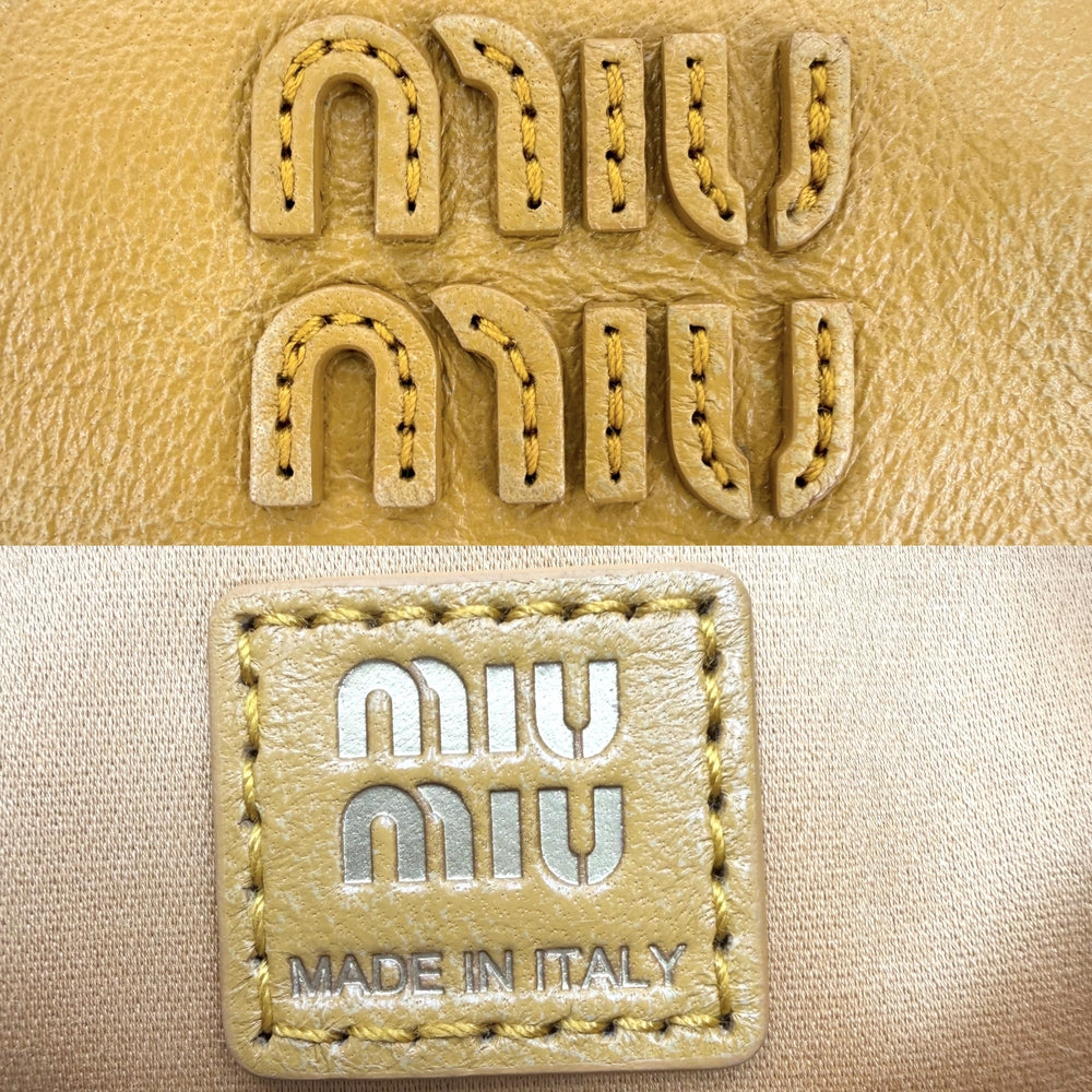 MIUMIU ミュウミュウ 2WAY バックパック リュックサック ハンドバッグ マスタード レザー イエロー ゴールド金具 レディース【中古品】