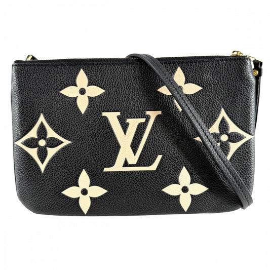 LOUIS VUITTON ルイヴィトン ショルダーバッグ モノグラムアンプラント ポシェット・ドゥーブルジップ M80787 ブラック 黒 ベージュ ゴールド金具 レディース【中古品】