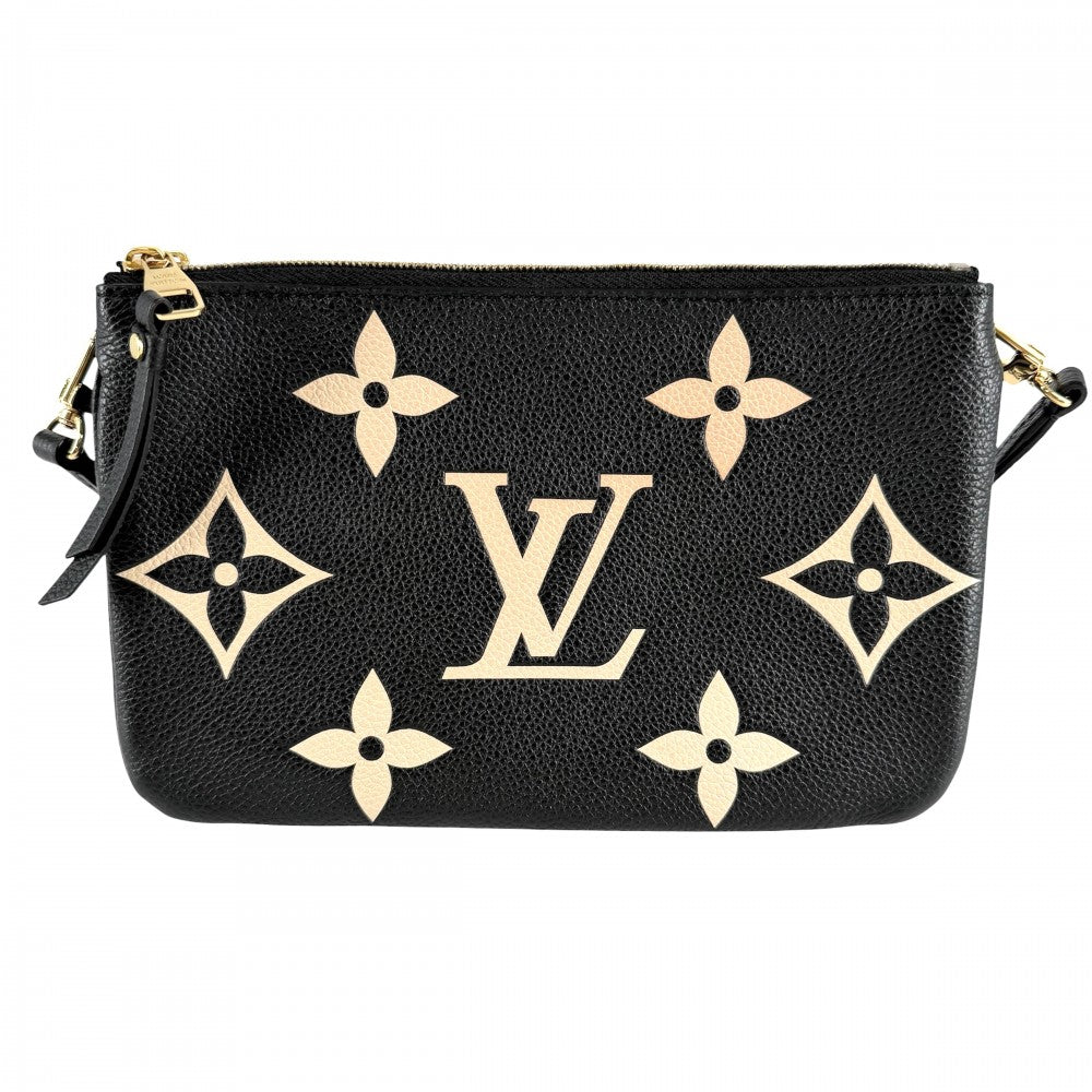 LOUIS VUITTON ルイヴィトン ショルダーバッグ モノグラムアンプラント ポシェット・ドゥーブルジップ M80787 ブラック 黒 ベージュ ゴールド金具 レディース【中古品】