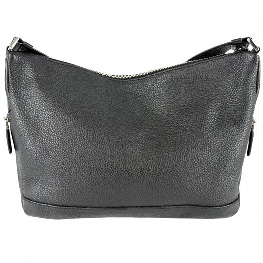 PRADA プラダ ショルダーバッグ トライアングルロゴ レザー ブラック 黒 シルバー金具 ユニセックス【中古品】