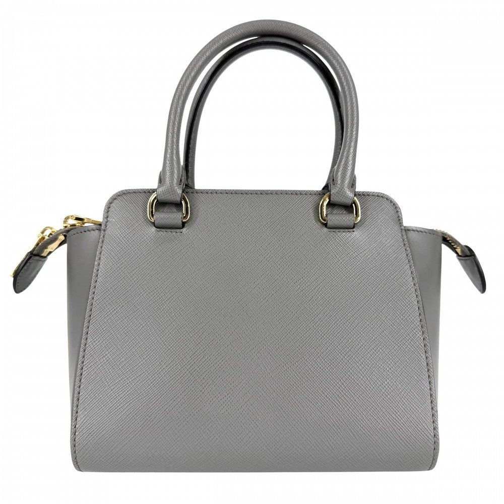 PRADA プラダ 2WAY トライアングルロゴ ハンドバッグ ショルダーバッグ 1BA380 レザー グレー ゴールド金具 レディース【中古品】