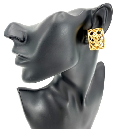CHANEL シャネル イヤリング ココマーク アクセサリー ヴィンテージ GP ゴールド レディース 約17.7g【中古品】