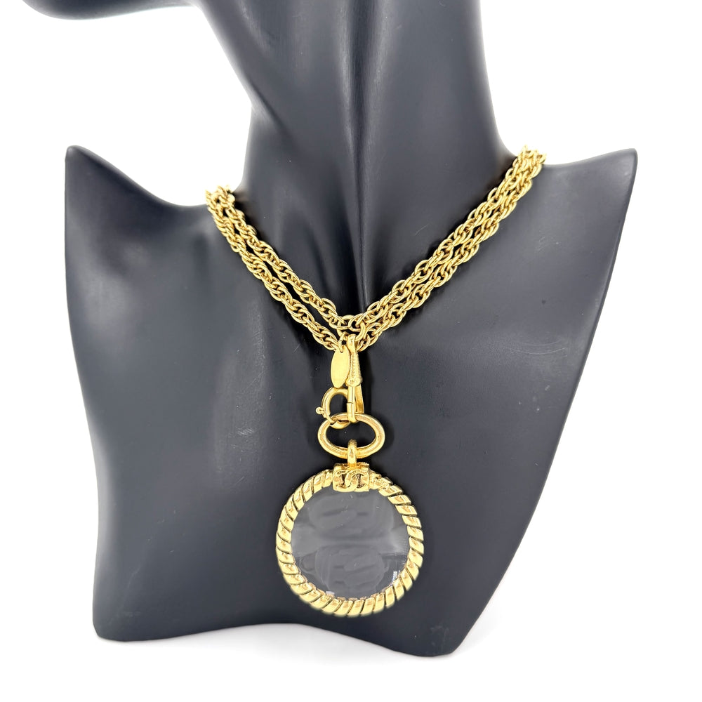 CHANEL シャネル ネックレス ココマーク ルーペ ロングネックレス ペンダント ヴィンテージ アクセサリー GP レディース 約93.1g【中古品】