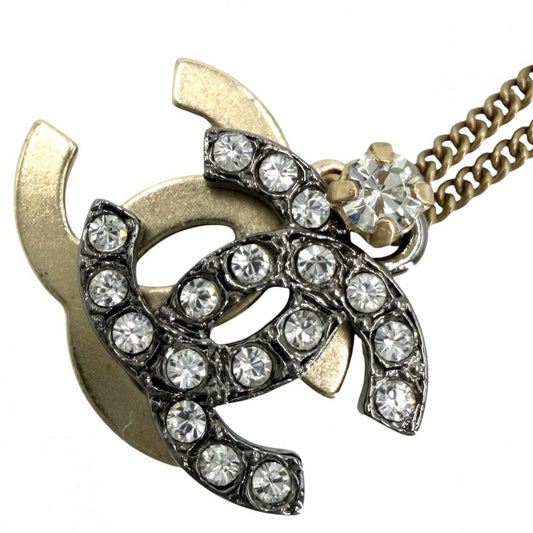 CHANEL シャネル ネックレス ココマーク アクセサリー GP ラインストーン 06P ゴールド シルバー レディース 約8.0g 2006年【中古品】