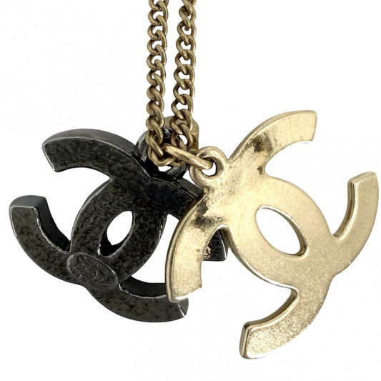 CHANEL シャネル ネックレス ココマーク アクセサリー GP ラインストーン 06P ゴールド シルバー レディース 約8.0g 2006年【中古品】