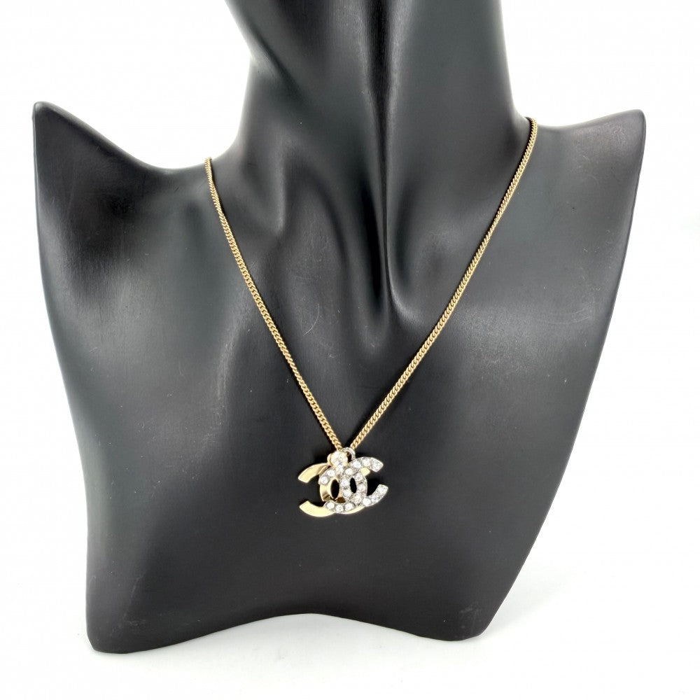 CHANEL シャネル ネックレス ココマーク アクセサリー GP ラインストーン 06P ゴールド シルバー レディース 約8.0g 2006年【中古品】